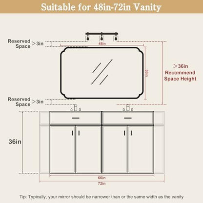 WallBeyond 30" x 48" Wood Bathroom Mirror for Wall Mounted, Rustic Rounded Corner Vanity Mirror for Entryway, Living Room or Bedroom Home Decorative [30" x 48" Natural Color]