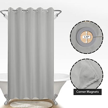 River Dream Extra Long Shower Curtain No Hooks or Liner Needed, Grey