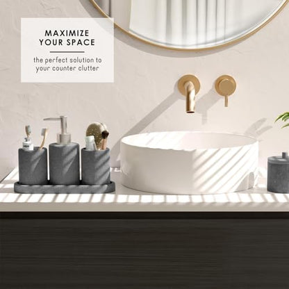 Clara Clark Bathroom Set - Grey Bathroom Accessories Set, 19PC Bathroom Accessory Set, Bathroom Sets with Shower Curtain Set, Soap Dispenser & Toothbrush Holder