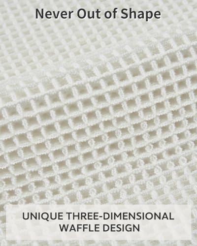 Waffle Bath Mat, Super Absorbent Non Slip Bath Mat Ultra Soft Bathmat Machine Washable Bath Rugs with Tassels, Beside Tub, 24" x 36", White