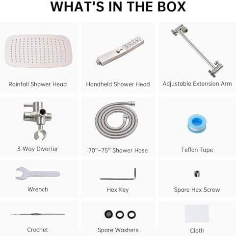 G-Promise All Metal 12" Rain Shower Head with Handheld for Bathroom Upgrade