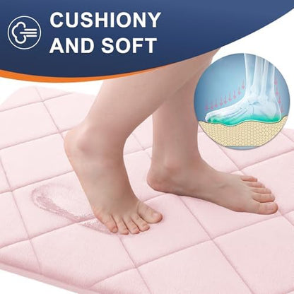 OLANLY Memory Foam Bath Mat 24x16, Ultra Soft and Absorbent Bathroom Rugs