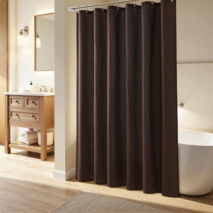 Naturoom Linen Shower Curtain 96 Inch Long for Bathroom Coffee Brown