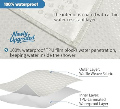 2-in-1 Waterproof Fabric Shower Curtain - No Separate Liner Needed, Hotel-Style Waffle Weave, Effortless Cleaning & Washable Bathroom Shower Curtain Set,72Wx72H,Cream