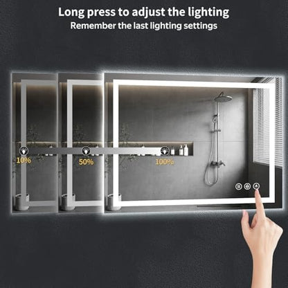 55"x36" LED Bathroom Mirror with Lights, Backlit+Frontlit, Anti-Fog