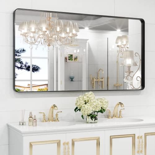 WEER Black Bathroom Vanity Mirror 55X30 Inch