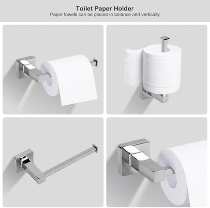 5 Piece Bathroom Hardware Accessories Set Polished Chrome,24 Inch Towel Bar Set,Towel Rack Set,Bathroom Towel Holder Set