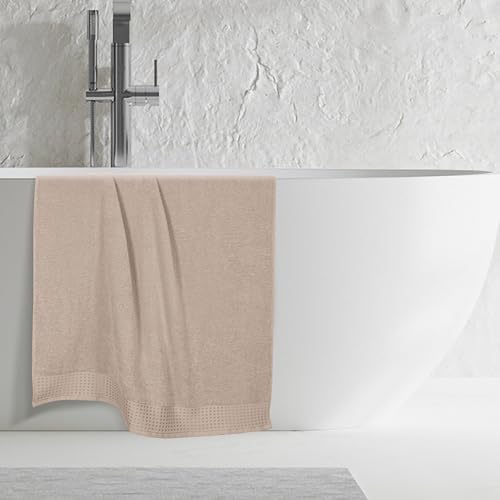 GLAMBURG 100% Cotton Oversized 2 Pack Bath Sheets 35x70, Ultra Soft Highly Absorbant Compact Quickdry & Lightweight Large Bath Sheet Set, Ideal for Gym Travel Camp Pool - Tan