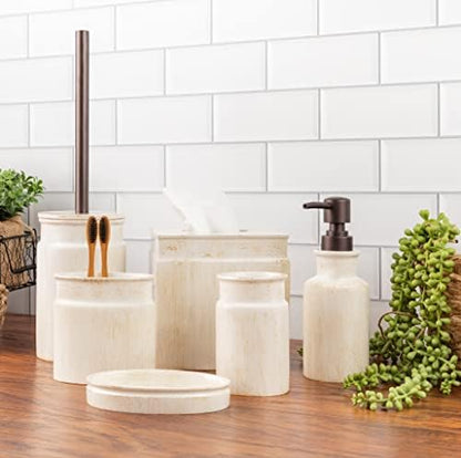 Rustic Luxe Beige Square Resin Tissue Box Cover
