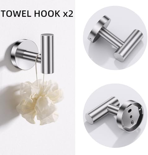 TURS Brushed 5 Piece Bathroom Hardware Set, SUS304 Stainless Steel Bath Towel Bar Set, Bathroom Towel Rack Set Wall Mounted