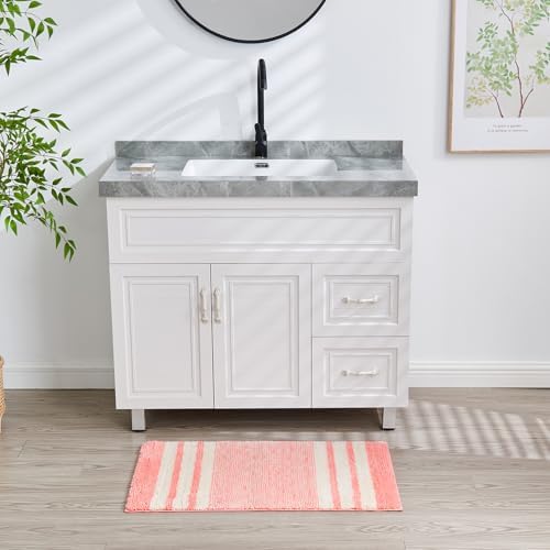 CozeCube Blossom Pink Striped 36"x24" Non Slip Washable Bath Mat