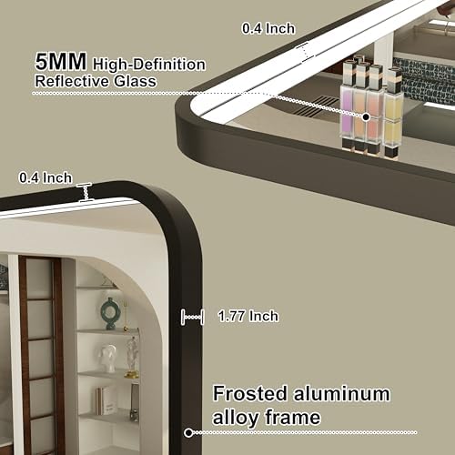 40"x30" Black LED Bathroom Mirror with Lights, 3000K/4500K/6000K