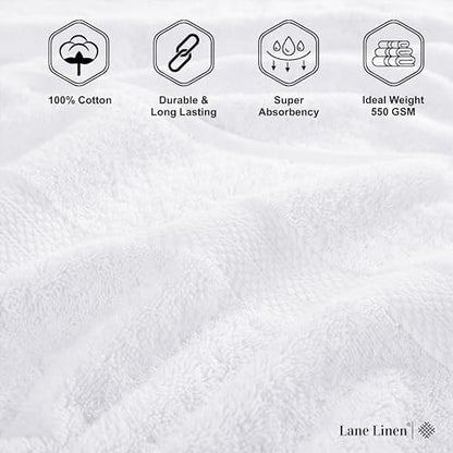 LANE LINEN Bath Sheet Set 2 Pack Oversized Soft Absorbent Quick Dry - White