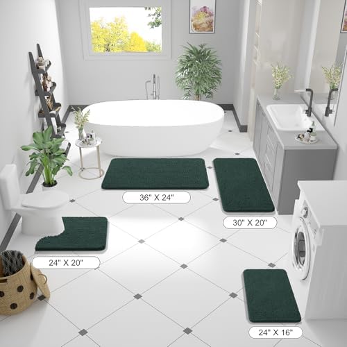 OLANLY Bathroom Runner Rugs 47x24, Extra Soft Absorbent Chenille Bath Rugs
