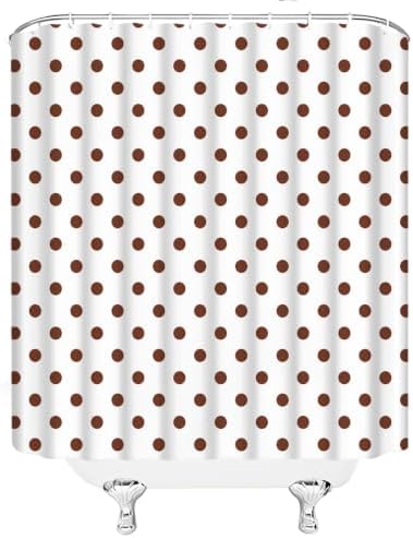 Polka Dot Shower Curtain Brown White Dots Vintage Retro Fabric Decorative Bathroom Curtains with Hooks,70" Wx70 H
