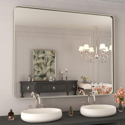 WEER Brushed Nickel Bathroom Vanity Mirror 40X32 Inch
