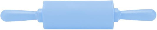 Non-Stick Silicone Rolling Pin Dough Rollers for Baking and Rolling Dough with Wooden Handle for Home Kitchen Children Cake 9 Inch(Blue)