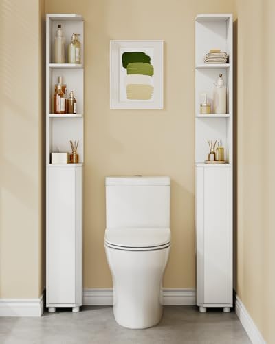 Hzuaneri Corner Cabinet, Tall Bathroom Corner Cabinet with Doors