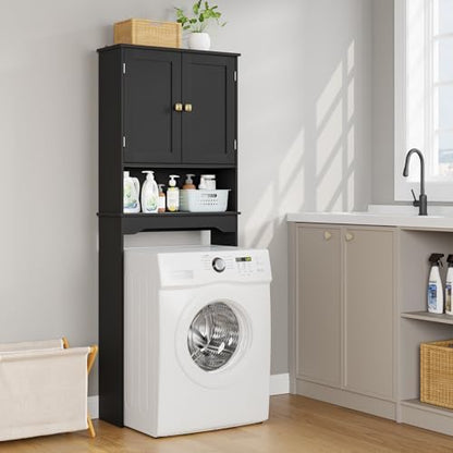 RRX Over The Toilet Storage Cabinet, Bathroom Above Organizer (Black)