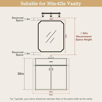 WallBeyond 30" x 36" Wood Bathroom Mirror for Wall Mounted, Rustic Rounded Corner Wood Frame Wall Mirror for Entryway, Living Room or Bedroom Home Decorative, Natural