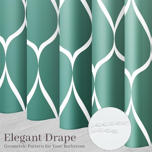 Gelbchu Geometric Shower Curtain for Bathroom, Ombre Teal, 72x72 Inch