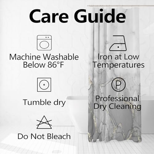 Gray Marble RV Stall Waterproof Shower Curtain 60x72 inches