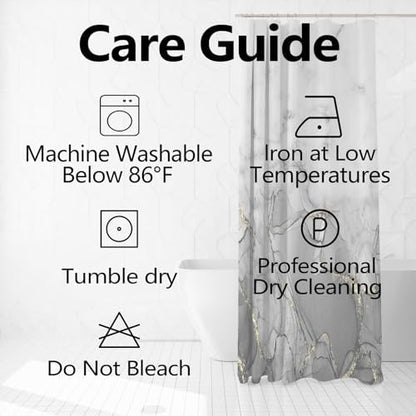 Gray Marble Long Waterproof Shower Curtain 72x78 inches