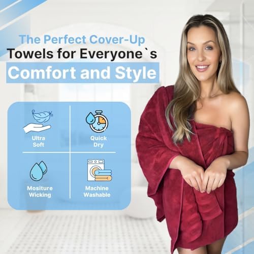 Infinitee Xclusives 100% Ring-Spun Cotton Bath Towels for Bathroom - Pack 2