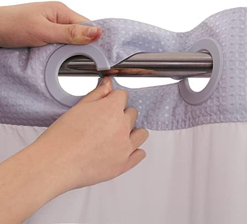 RiverDream Heavyweight Waffle No Hook Shower Curtain with Liner,Lilac,71x74