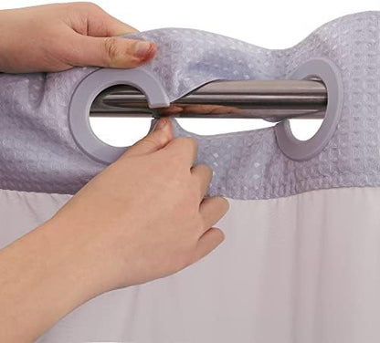 RiverDream Heavyweight Waffle No Hook Shower Curtain with Liner,Lilac,71x74