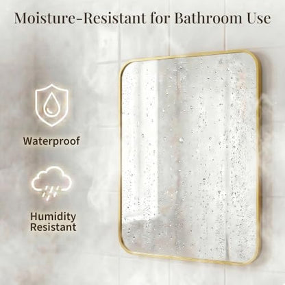 2-Pack 24x36 Inch Brushed Gold Rounded Rectangle Vanity Mirrors