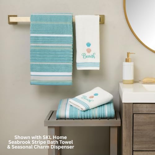 SKL Home South Seas Hand Towel Set-2pc, Coastal Embroidery, White
