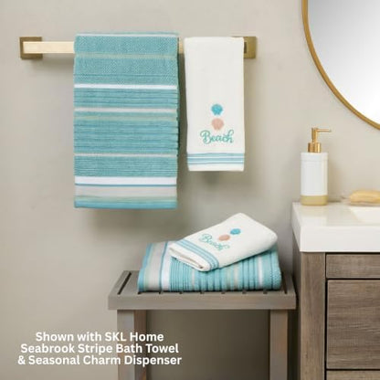 SKL Home South Seas Hand Towel Set-2pc, Coastal Embroidery, White