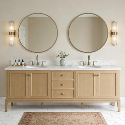 WallBeyond Round Wood Mirror, 36" Round Modern Decoration Large Circle Wall Mirror for Bathroom Living Room Bedroom Entryway, Honey