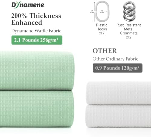 Dynamene Waffle Shower Curtain 256 GSM Heavy Duty Fabric 72" x72 Mint Green