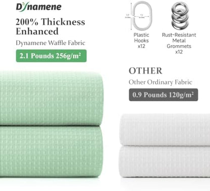 Dynamene Extra Long Waffle Shower Curtain 256 GSM Fabric 72"x84" Mint Green