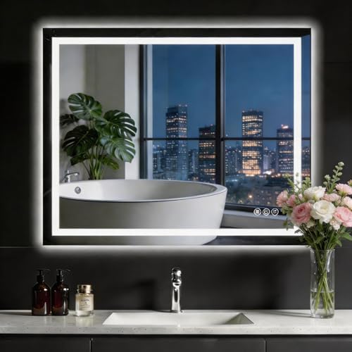 40"x 32" LED Bathroom Mirror with Lights, Smart Anti-Fog Wall Vanity Mirror