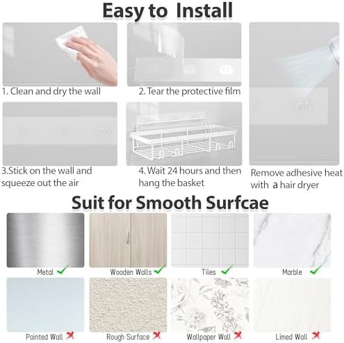 Liuoud 5 Pack Shower Caddy for Inside Shower, White Bathroom Storage Decor