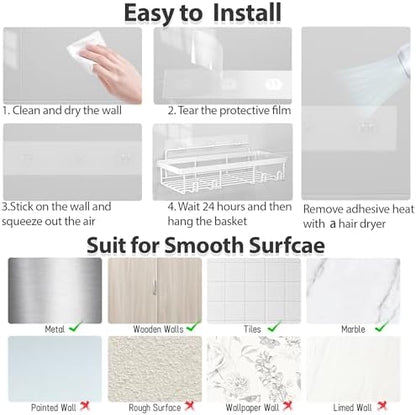 Liuoud 5 Pack Shower Caddy for Inside Shower, White Bathroom Storage Decor