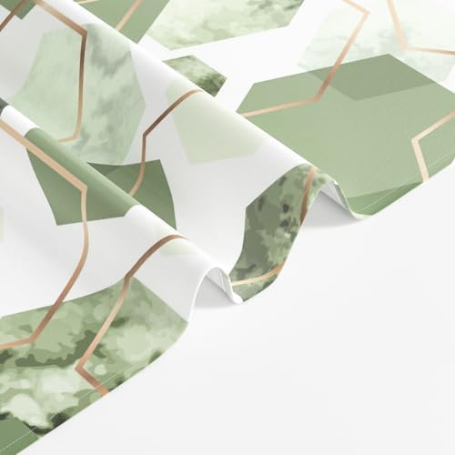 deFouliao Light Green Shower Curtain Geometric Grid Ink Green Modern Abstract Bathroom Shower Curtain Sets Waterproof Fabric for Home Hotel Bathtub Art Decor, with Hooks, 72x84 Inch