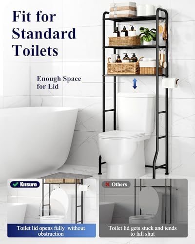 Kitsure Over Toilet Storage Rack, 63.2" H Space-Saving, Holder & Hooks