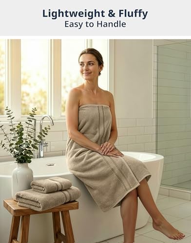 LANE LINEN Bathroom Towel Set 6 Piece Soft Absorbent Quick Dry - Taupe