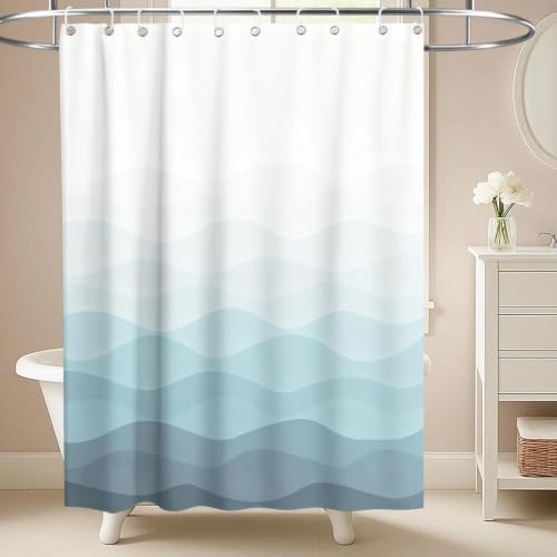 Modern Ocean Shower Curtain Abstract Aesthetic Striped Funky Minimalist