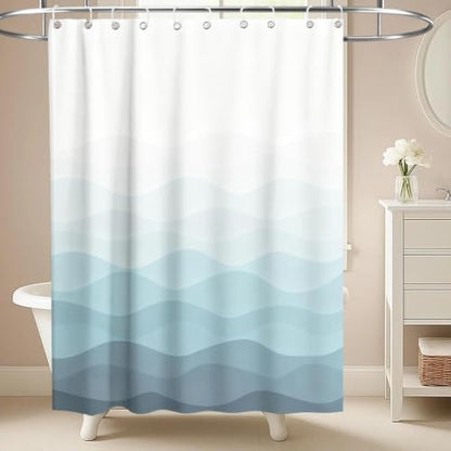 Modern Ocean Shower Curtain Abstract Aesthetic Striped Funky Minimalist