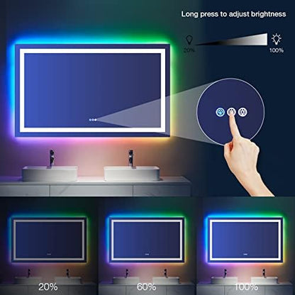 LOAAO 32"X36" RGB LED Bathroom Mirror with Lights, UL Listed