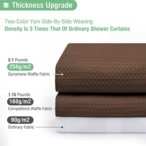 Dynamene Long Waffle Shower Curtain 256 GSM Heavy Fabric 72x78 Brown