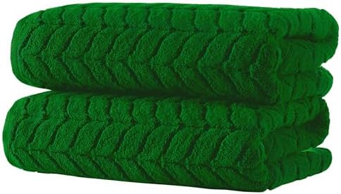 BAGNO MILANO Turkish Cotton Bath Towels, Hand Towels - Soft Plush Jacquard Collection Luxury Towels Set (Royal Green, Bath Towel Set of 2)