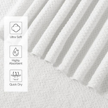 REDKISS 4 Pack Premium Bath Towels, Plush Coral Fleece Towels for Bathroom, Extra Large Bath Towels Set of 4 (35 x 70 in), Super Soft Highly Absorbent Shower Towels for Spa, Gym, Travel, White