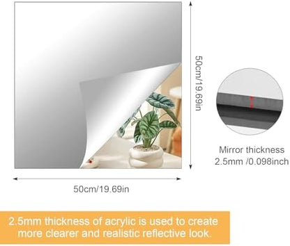 20x20 in Acrylic Mirror Sheet for Wall, 2.5mm Plastic Wall Mirror