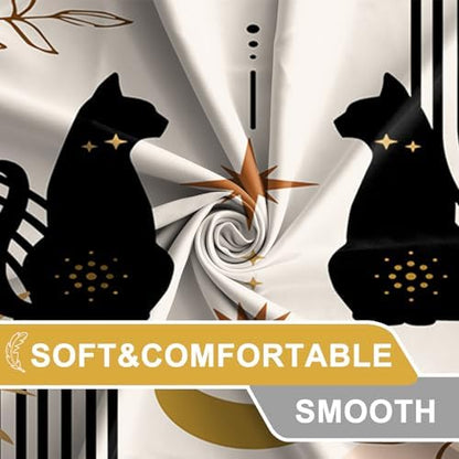 AWERT Boho Mid Century Shower Curtain Cute Cat Shower Curtain for Bathroom with Hooks Minimalist Abstract Waterproof Fabric 72x84inch